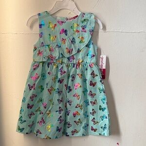 Penelope Mack Aqua Butterfly Print Kids Dress